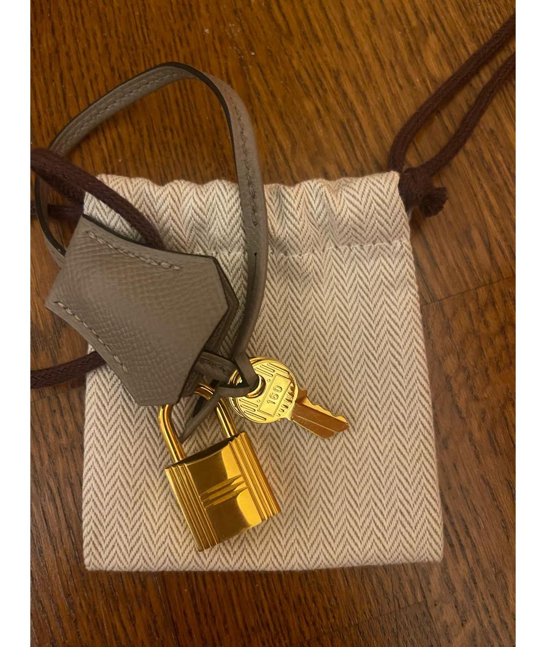 HERMES Серая кожаная сумка тоут, фото 7