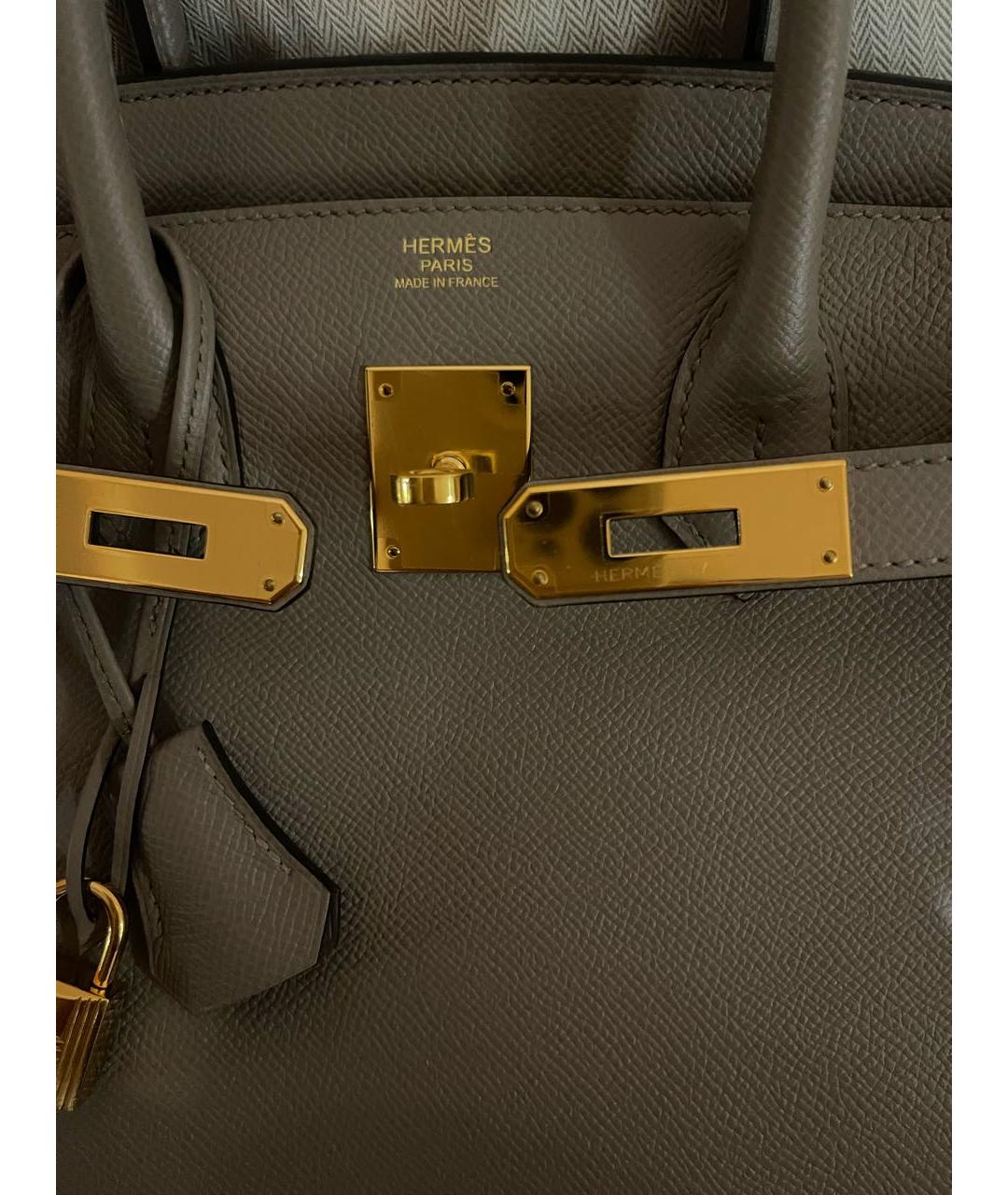 HERMES Серая кожаная сумка тоут, фото 6