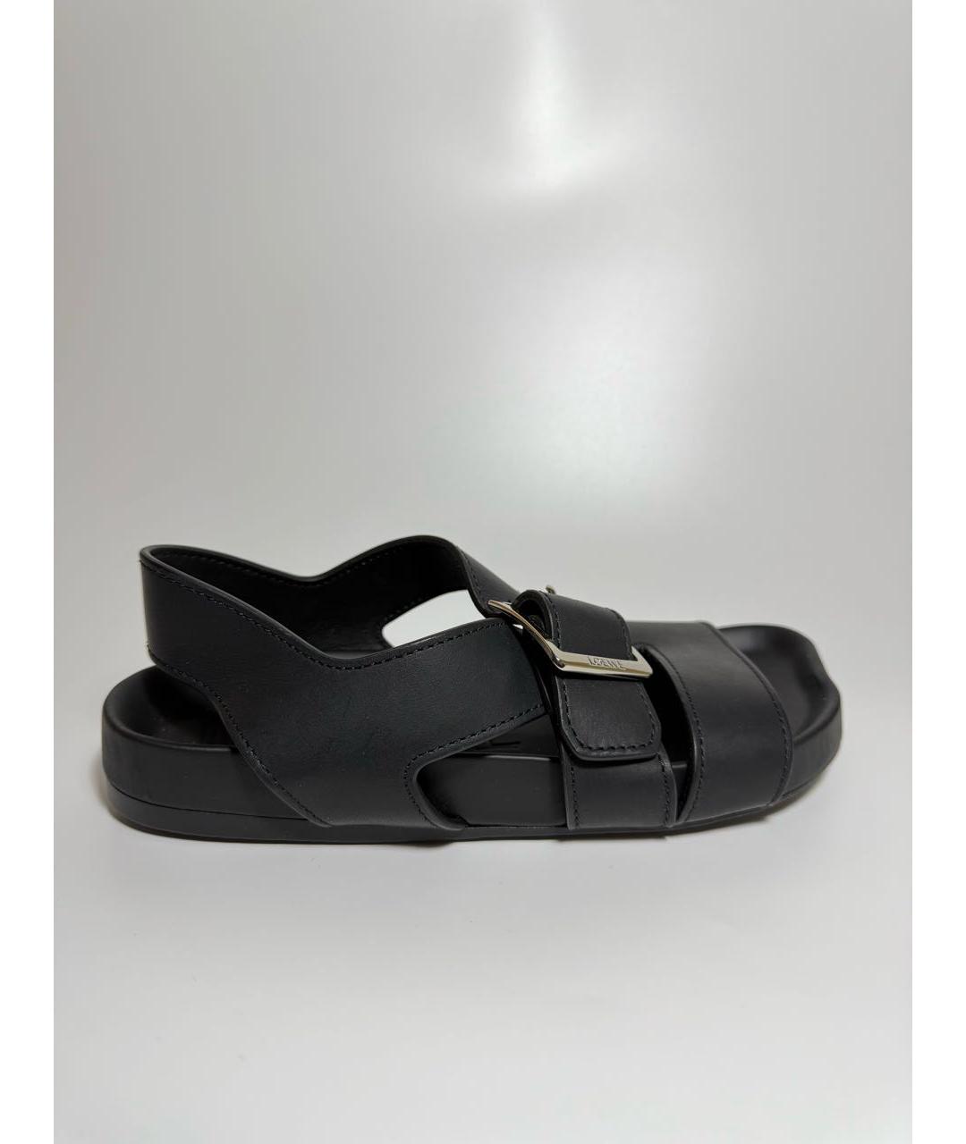 LOEWE Черные кожаные босоножки, фото 6