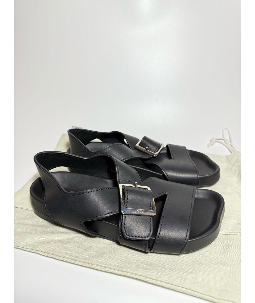 LOEWE Черные кожаные босоножки, фото 3