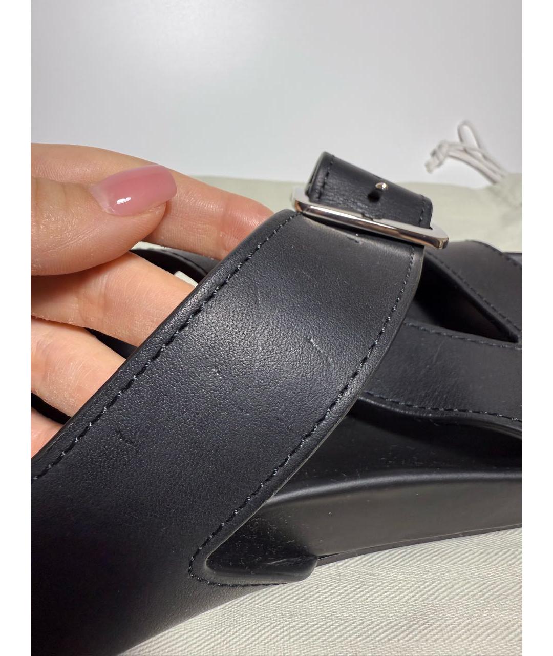 LOEWE Черные кожаные босоножки, фото 4