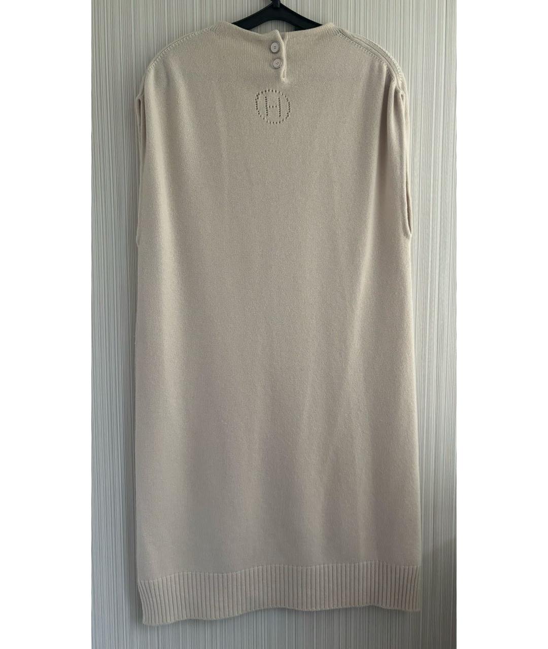 HERMES Бежевое кашемировое повседневное платье, фото 2