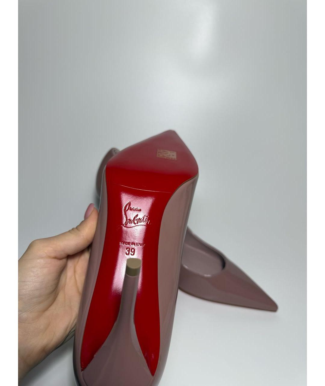 CHRISTIAN LOUBOUTIN Бежевые туфли из лакированной кожи, фото 5