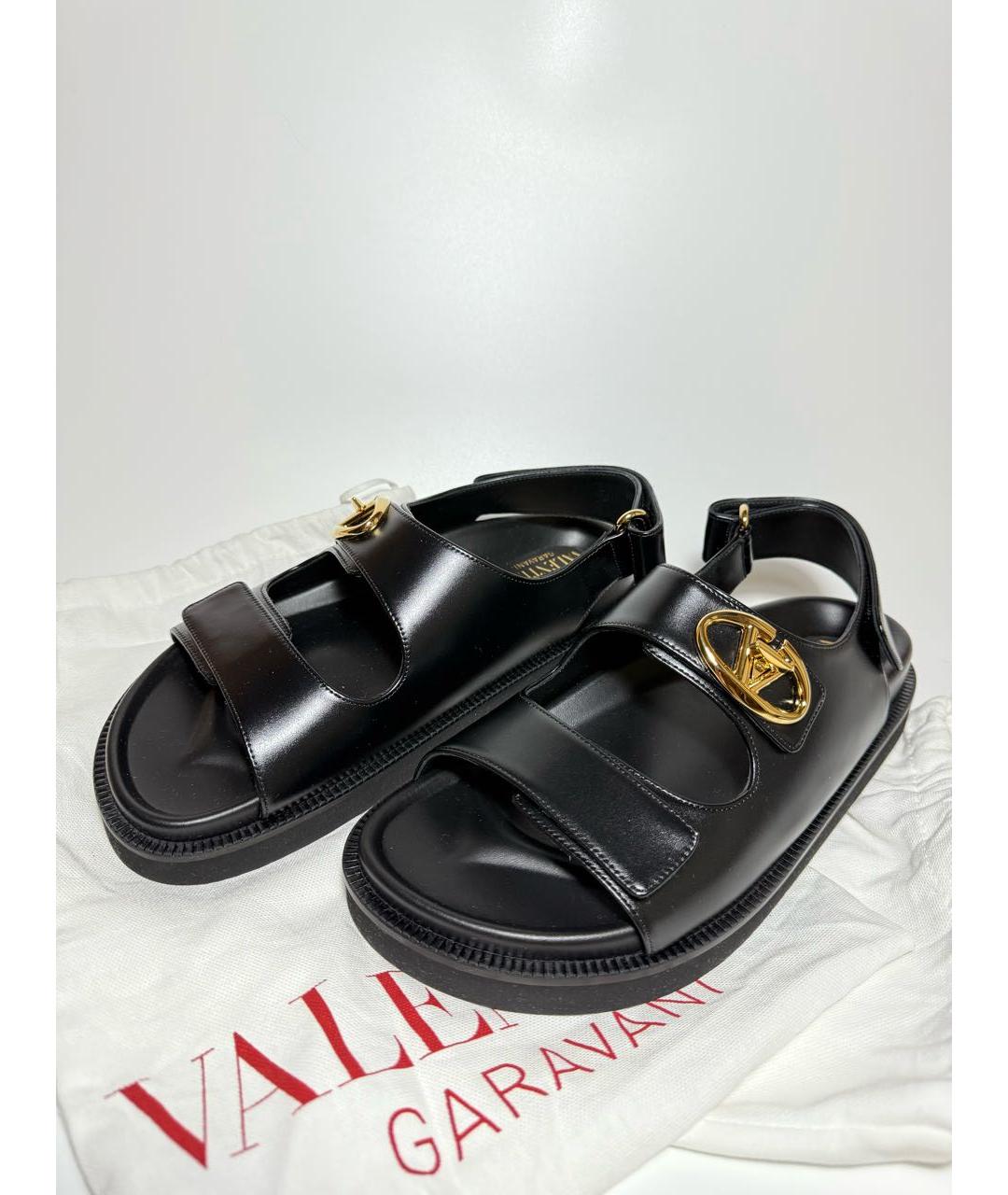 VALENTINO Черные кожаные босоножки, фото 7