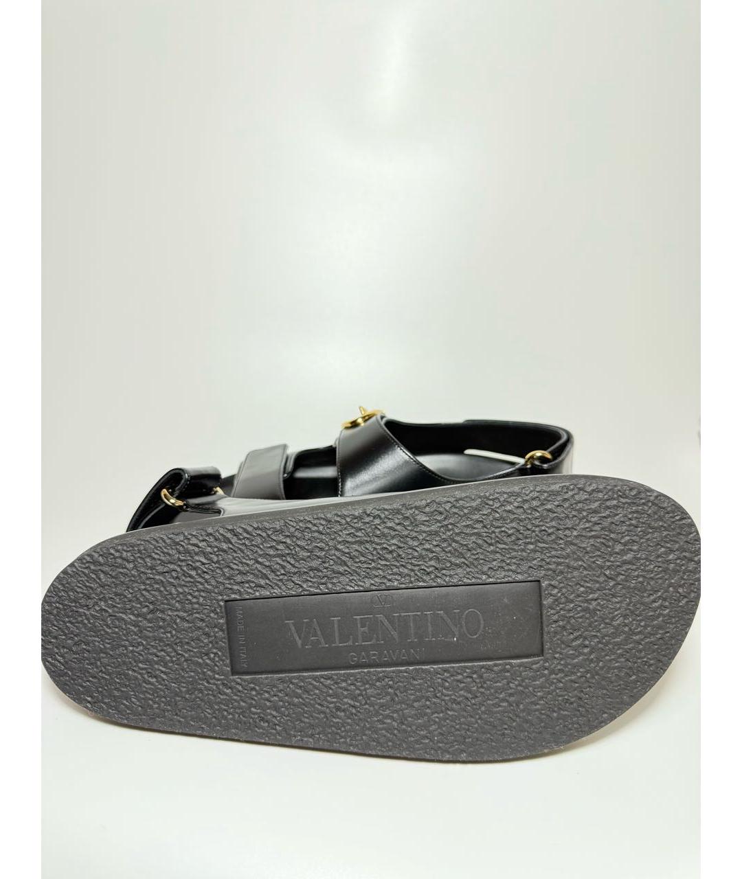 VALENTINO Черные кожаные босоножки, фото 4