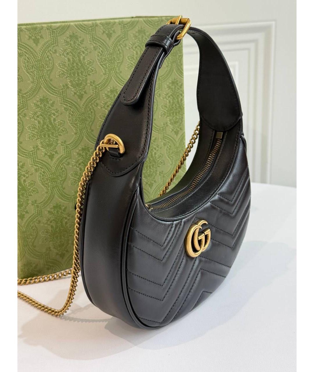 GUCCI Черная кожаная сумка с короткими ручками, фото 2