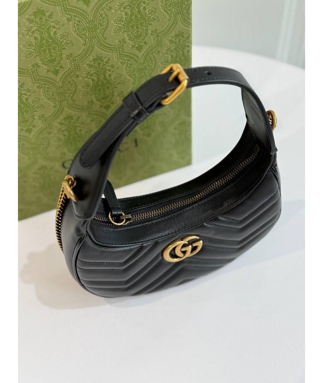 GUCCI Черная кожаная сумка с короткими ручками, фото 6