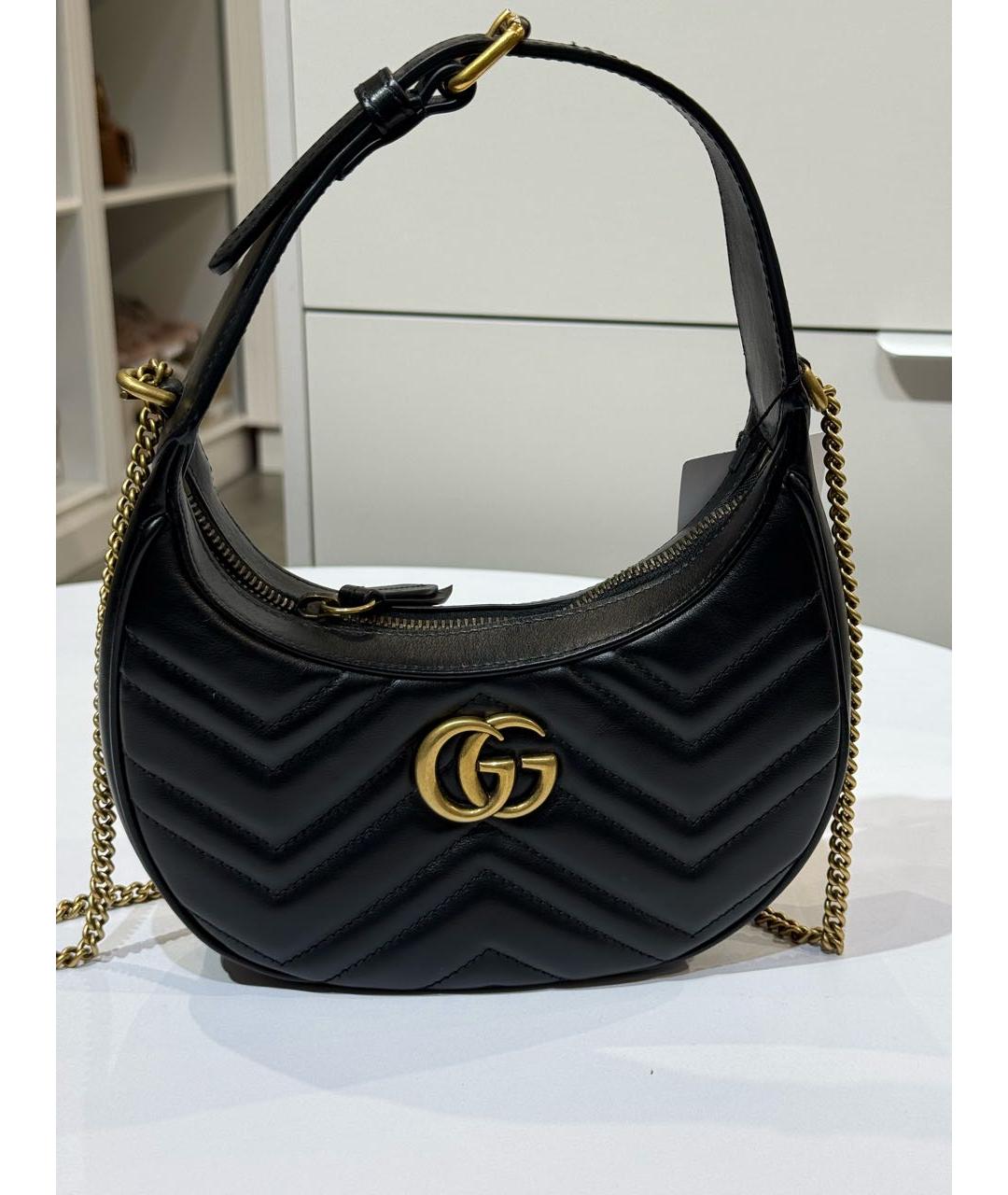 GUCCI Черная кожаная сумка с короткими ручками, фото 7