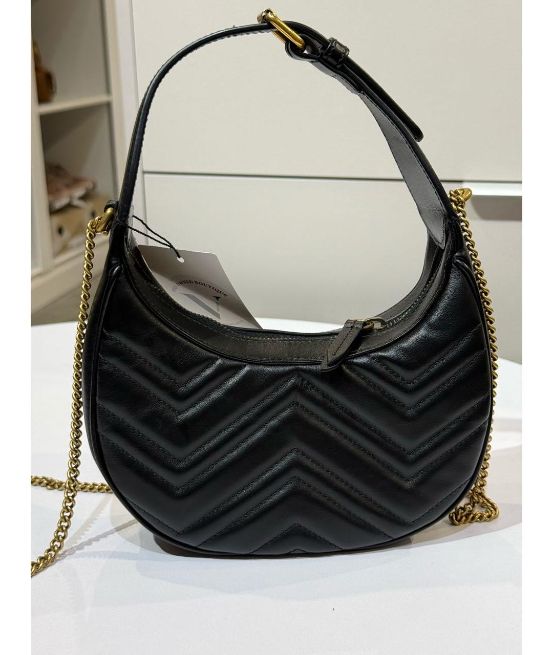 GUCCI Черная кожаная сумка с короткими ручками, фото 3