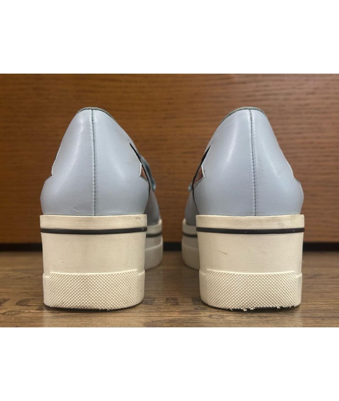 STELLA MCCARTNEY Голубые кожаные слипоны, фото 4
