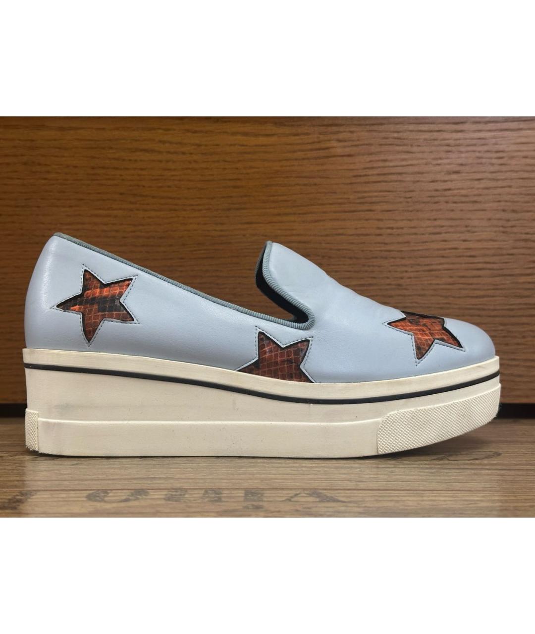 STELLA MCCARTNEY Голубые кожаные слипоны, фото 5