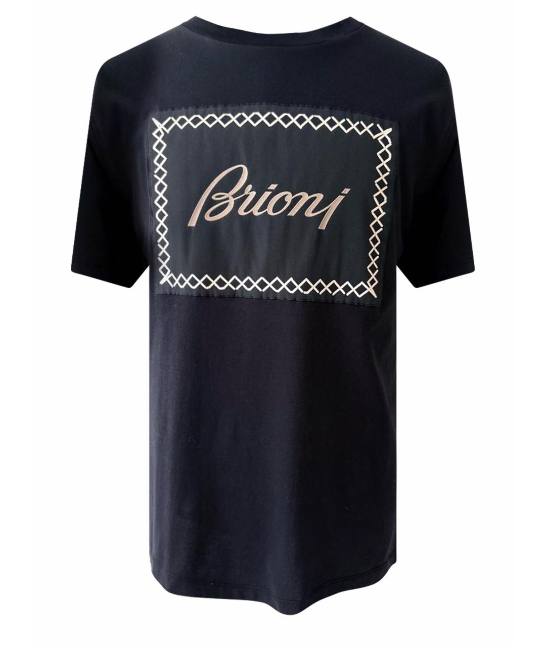 BRIONI Темно-синяя хлопко-эластановая футболка, фото 1