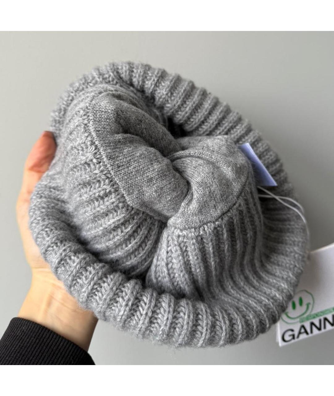 GANNI Серая шерстяная шапка, фото 3