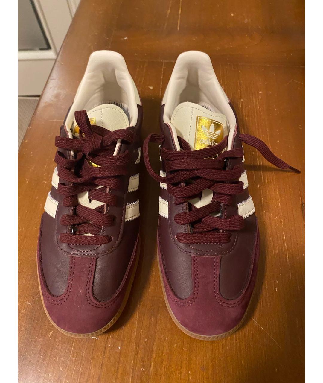 ADIDAS Бордовые кожаные кроссовки, фото 2