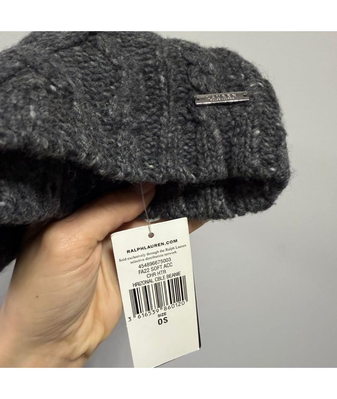 POLO RALPH LAUREN Серая шерстяная шапка, фото 4