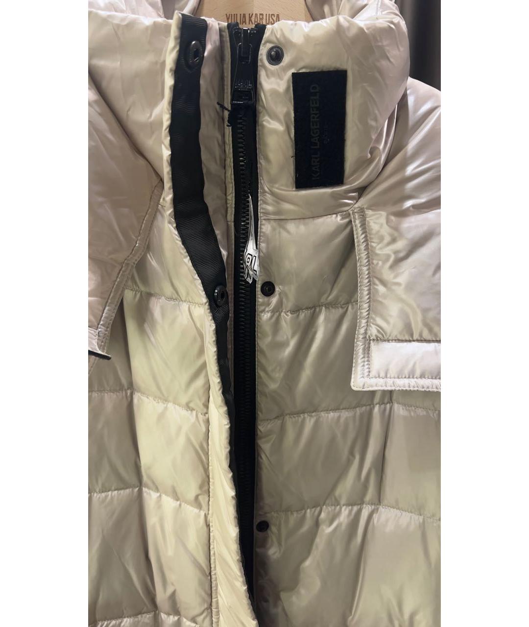 KARL LAGERFELD Бежевый полиэстеровый пуховик, фото 4