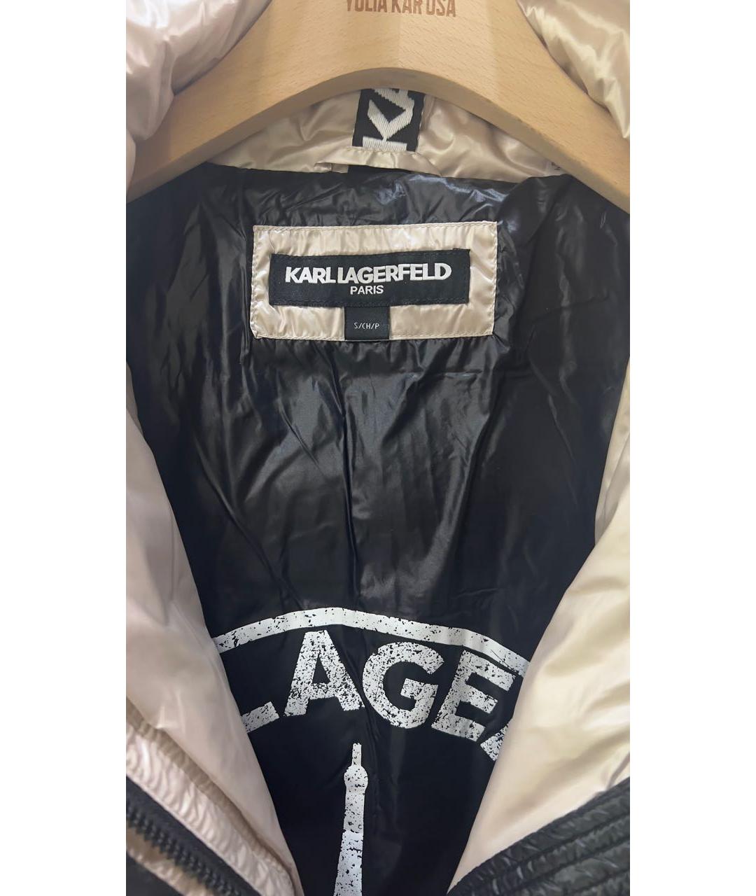 KARL LAGERFELD Бежевый полиэстеровый пуховик, фото 3