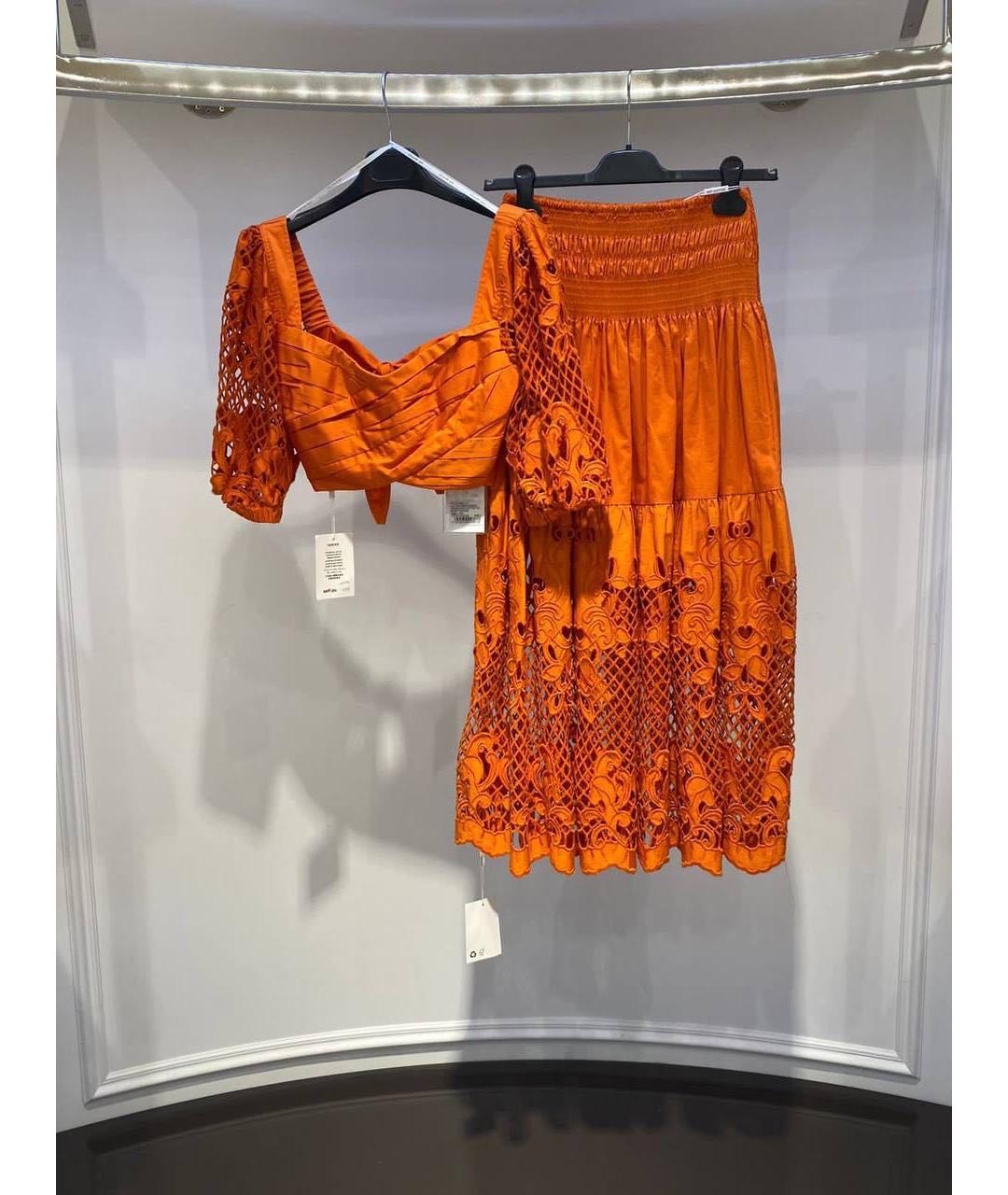 SELF-PORTRAIT Оранжевый хлопковый костюм с юбками, фото 3