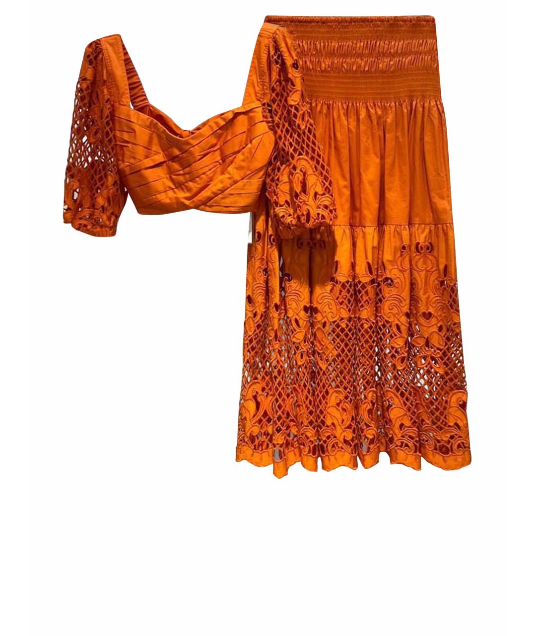 SELF-PORTRAIT Оранжевый хлопковый костюм с юбками, фото 1