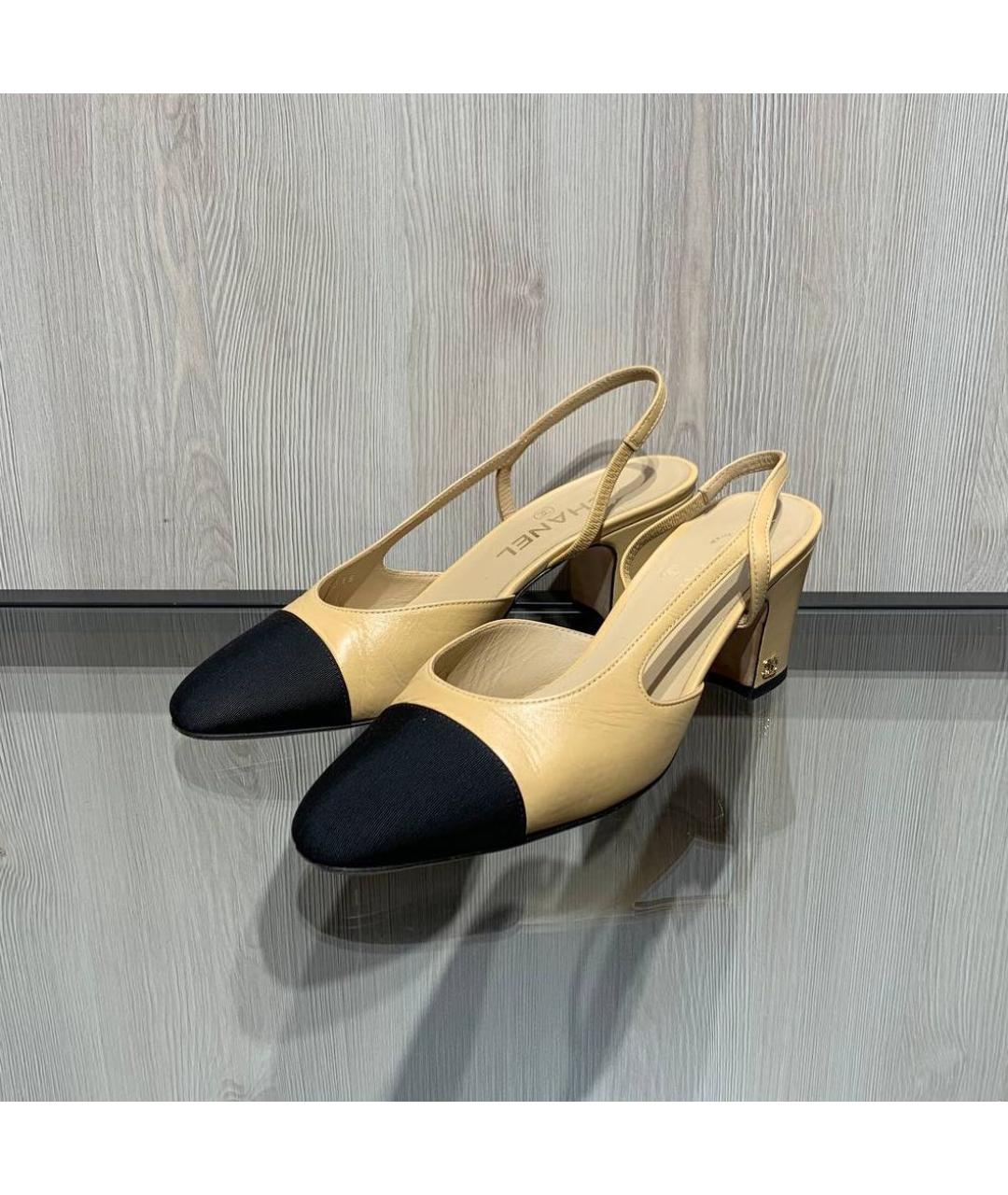 CHANEL Бежевые кожаные туфли, фото 2