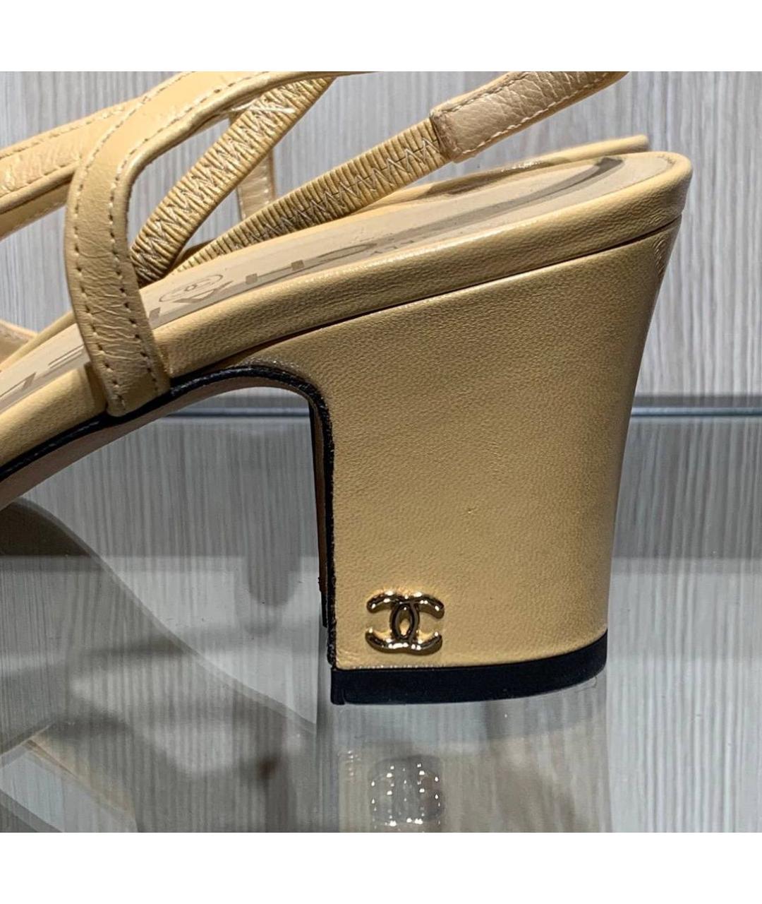 CHANEL Бежевые кожаные туфли, фото 4