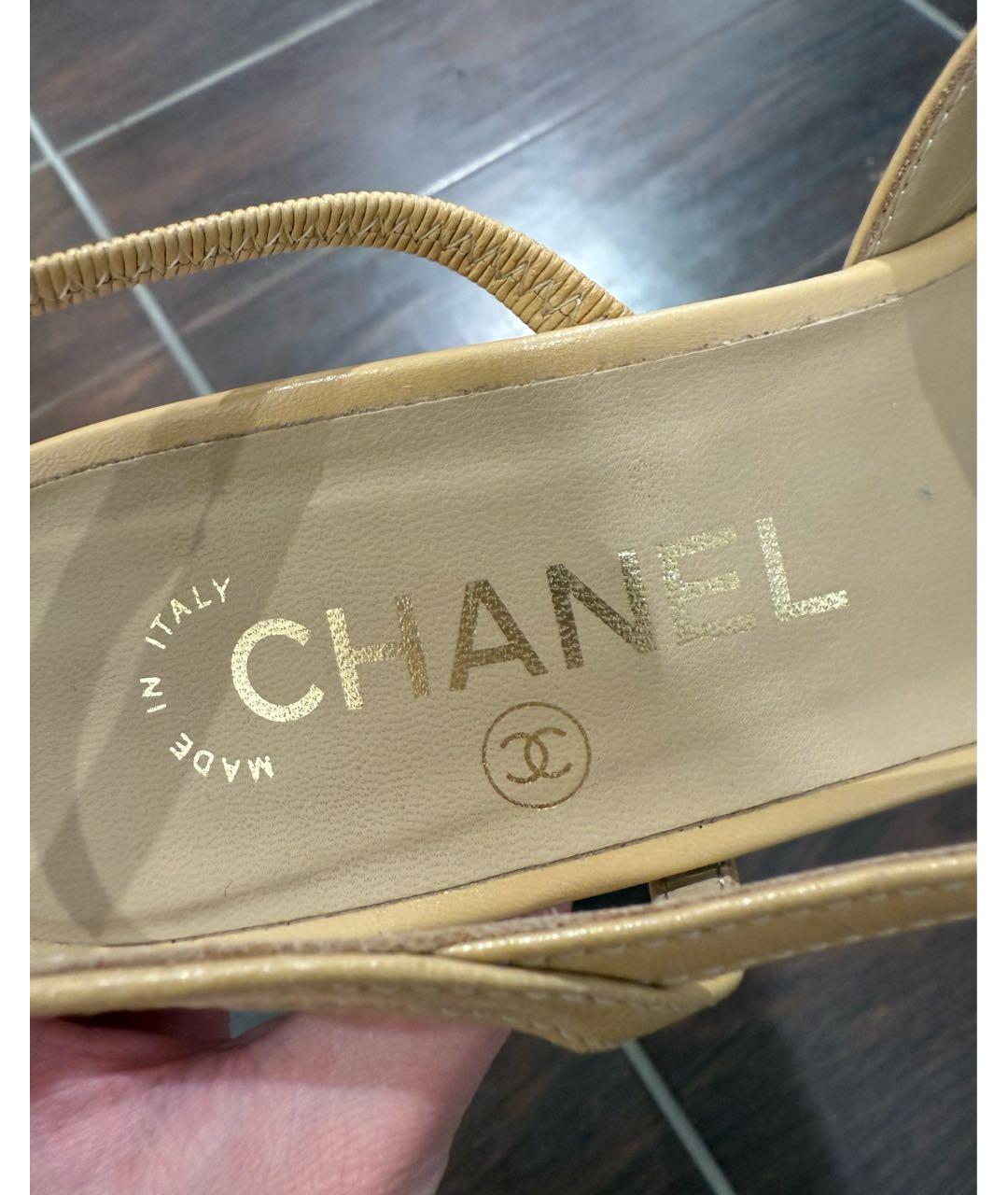 CHANEL Бежевые кожаные туфли, фото 7