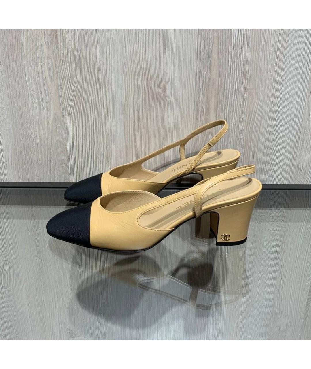 CHANEL Бежевые кожаные туфли, фото 9