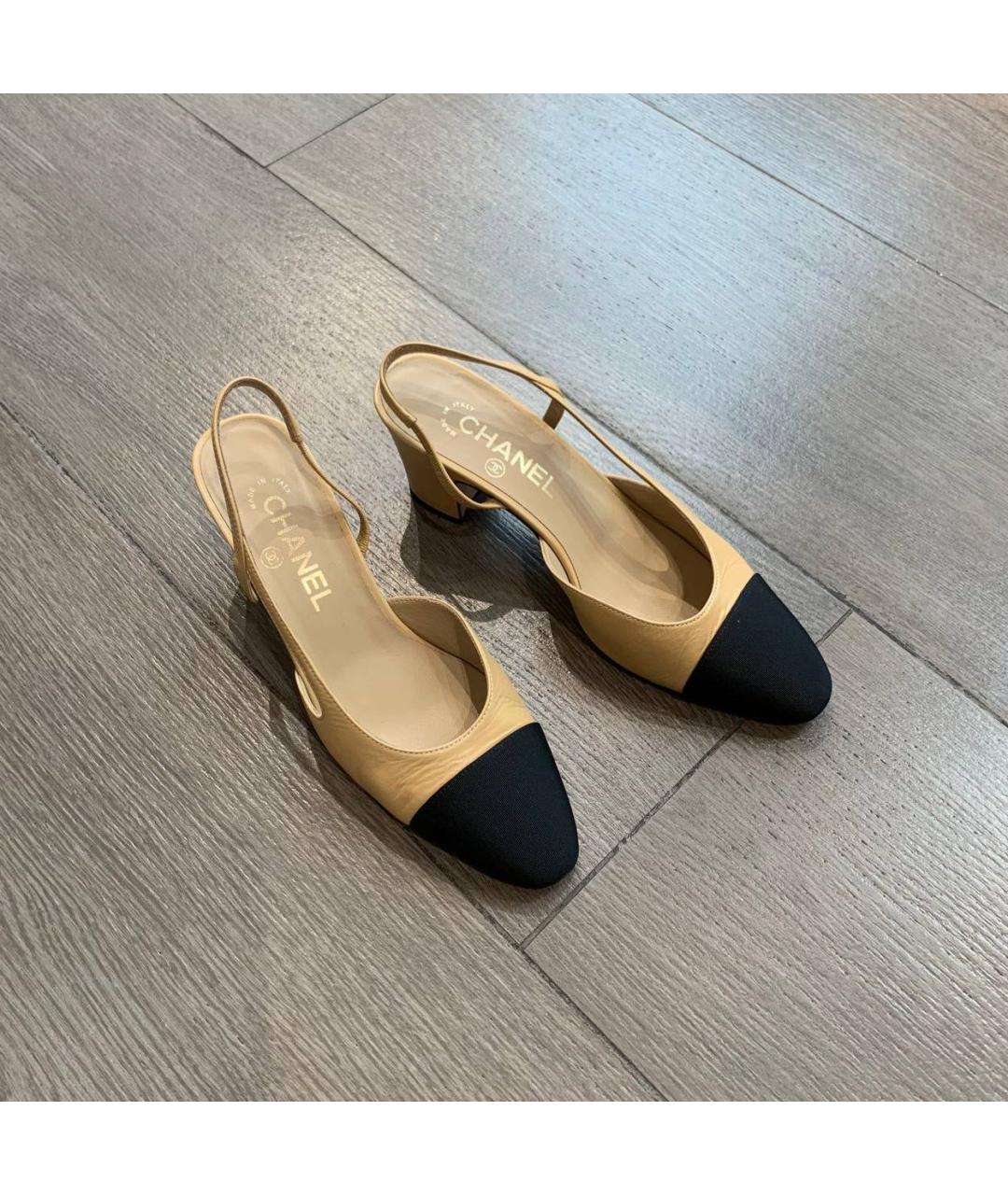 CHANEL Бежевые кожаные туфли, фото 3