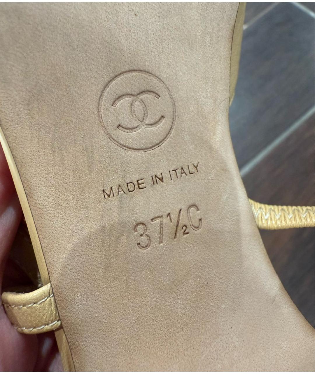 CHANEL Бежевые кожаные туфли, фото 6