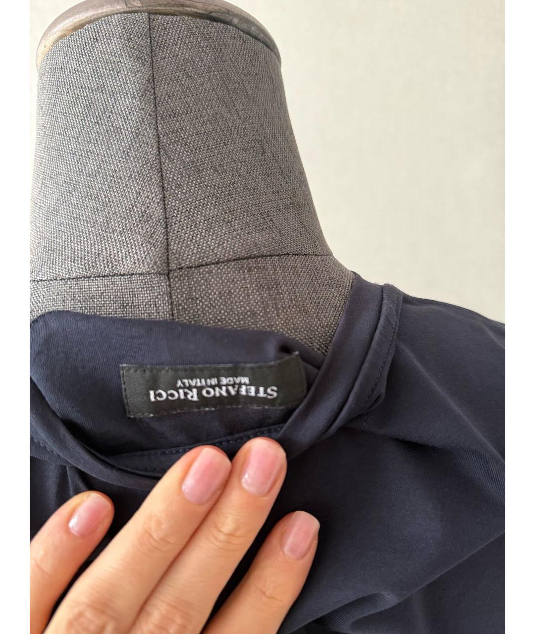 STEFANO RICCI Темно-синяя хлопко-полиэстеровая футболка, фото 4