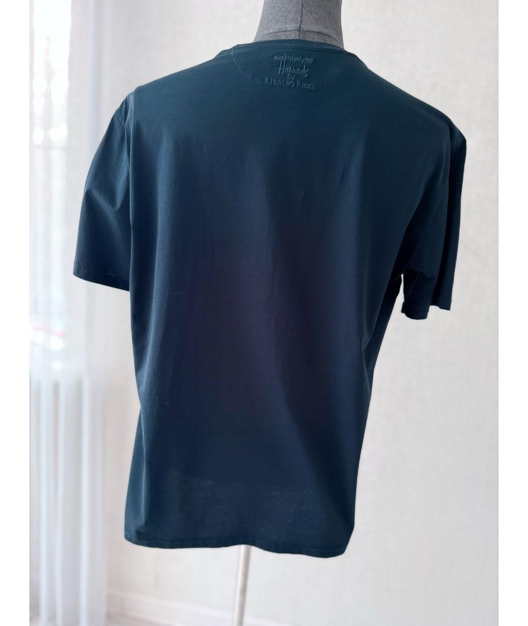 STEFANO RICCI Темно-синяя хлопко-полиэстеровая футболка, фото 2