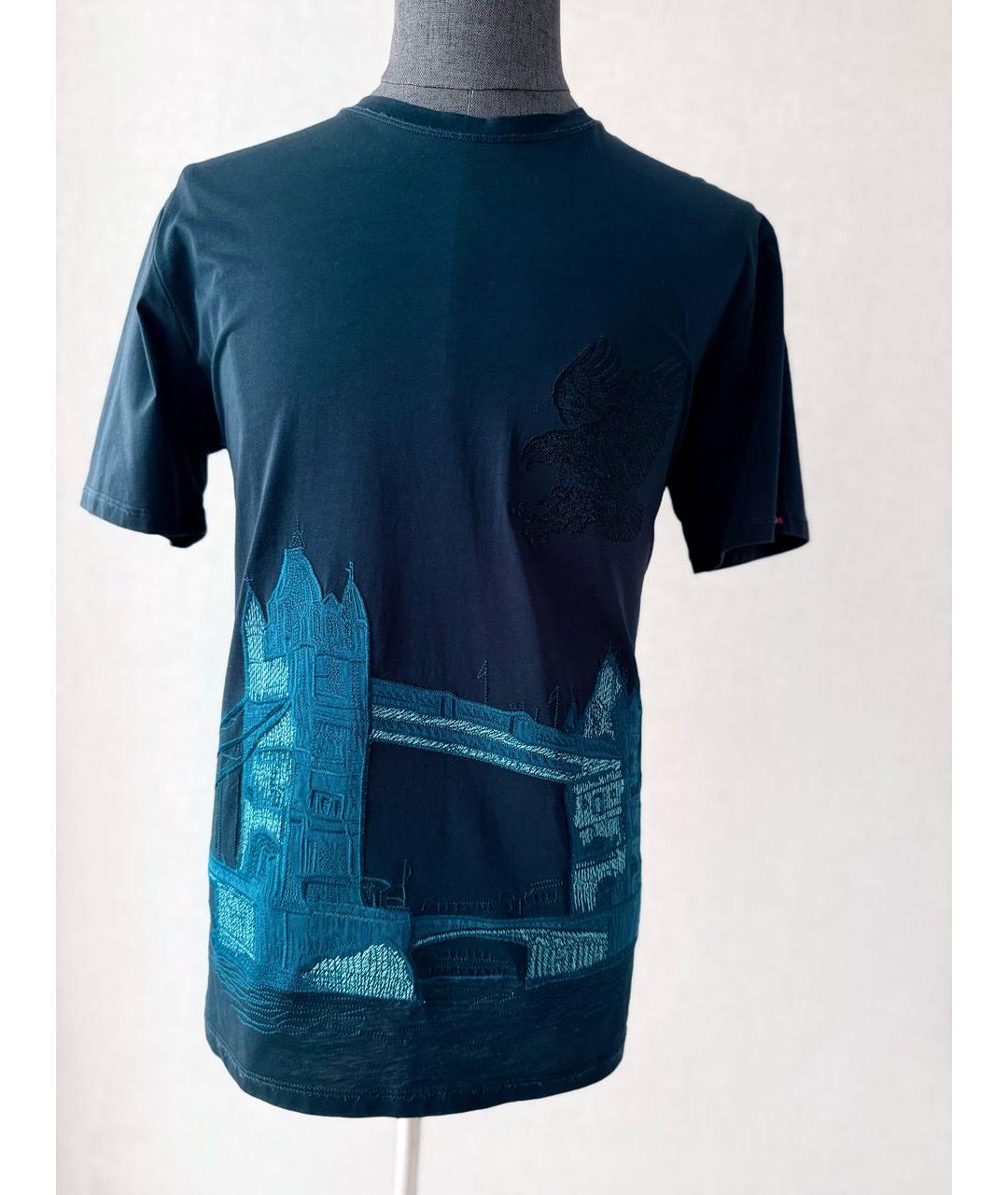 STEFANO RICCI Темно-синяя хлопко-полиэстеровая футболка, фото 5