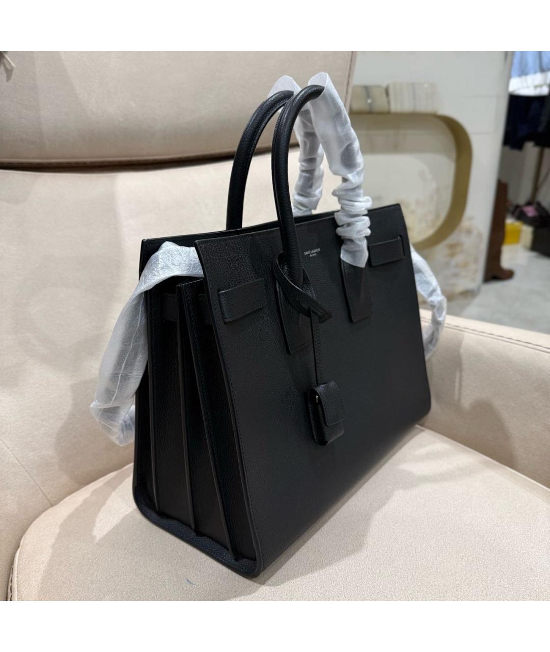 SAINT LAURENT Черная кожаная сумка через плечо, фото 3