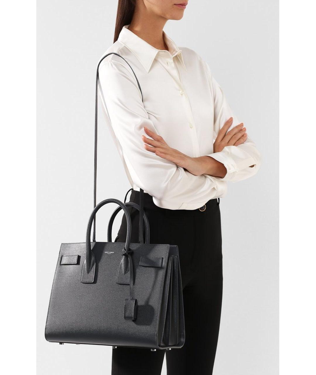 SAINT LAURENT Черная кожаная сумка через плечо, фото 8