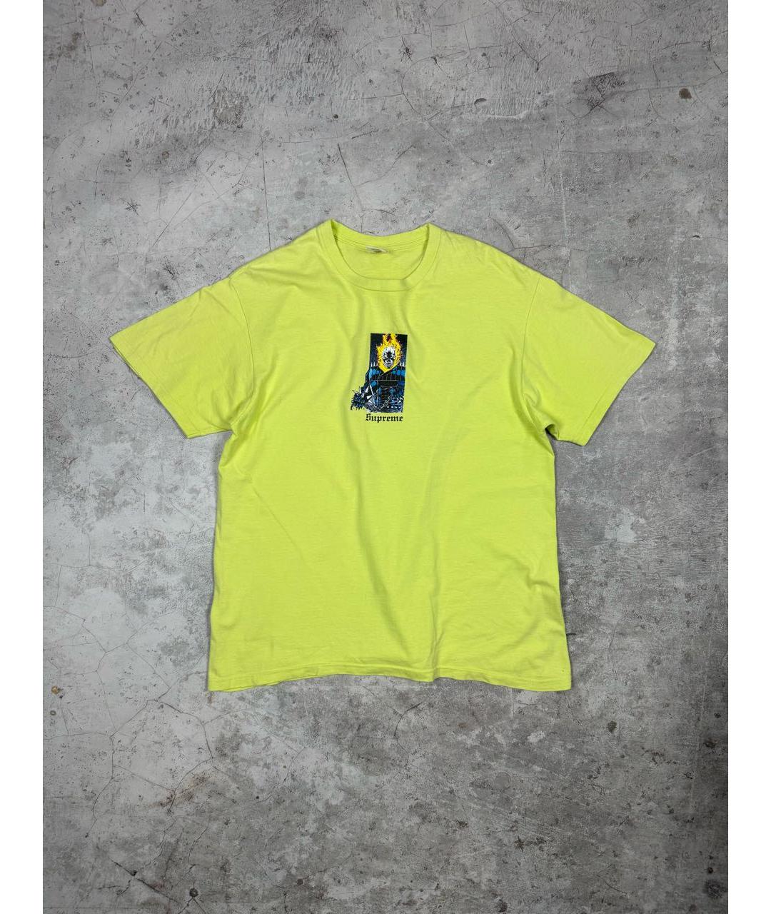 SUPREME Желтая хлопковая футболка, фото 6