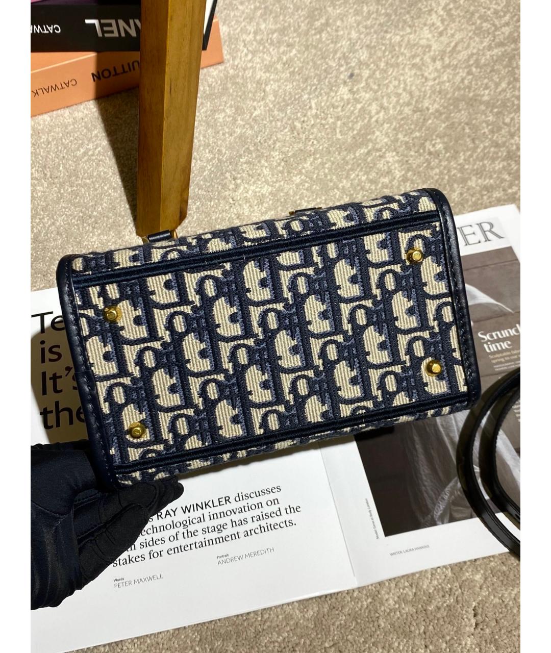 CHRISTIAN DIOR Черная жаккардовая сумка через плечо, фото 4