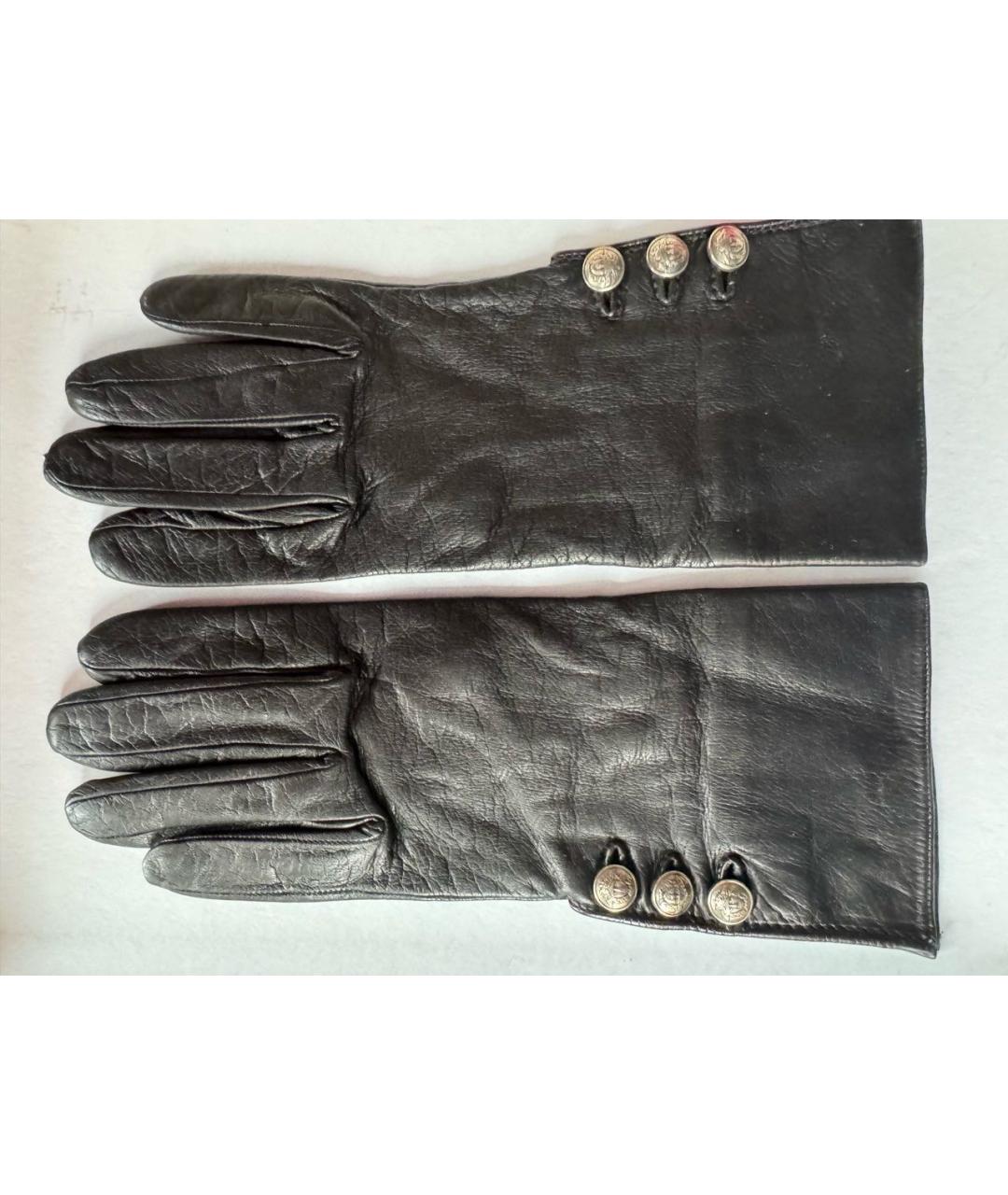 VERSACE Черные кожаные перчатки, фото 7