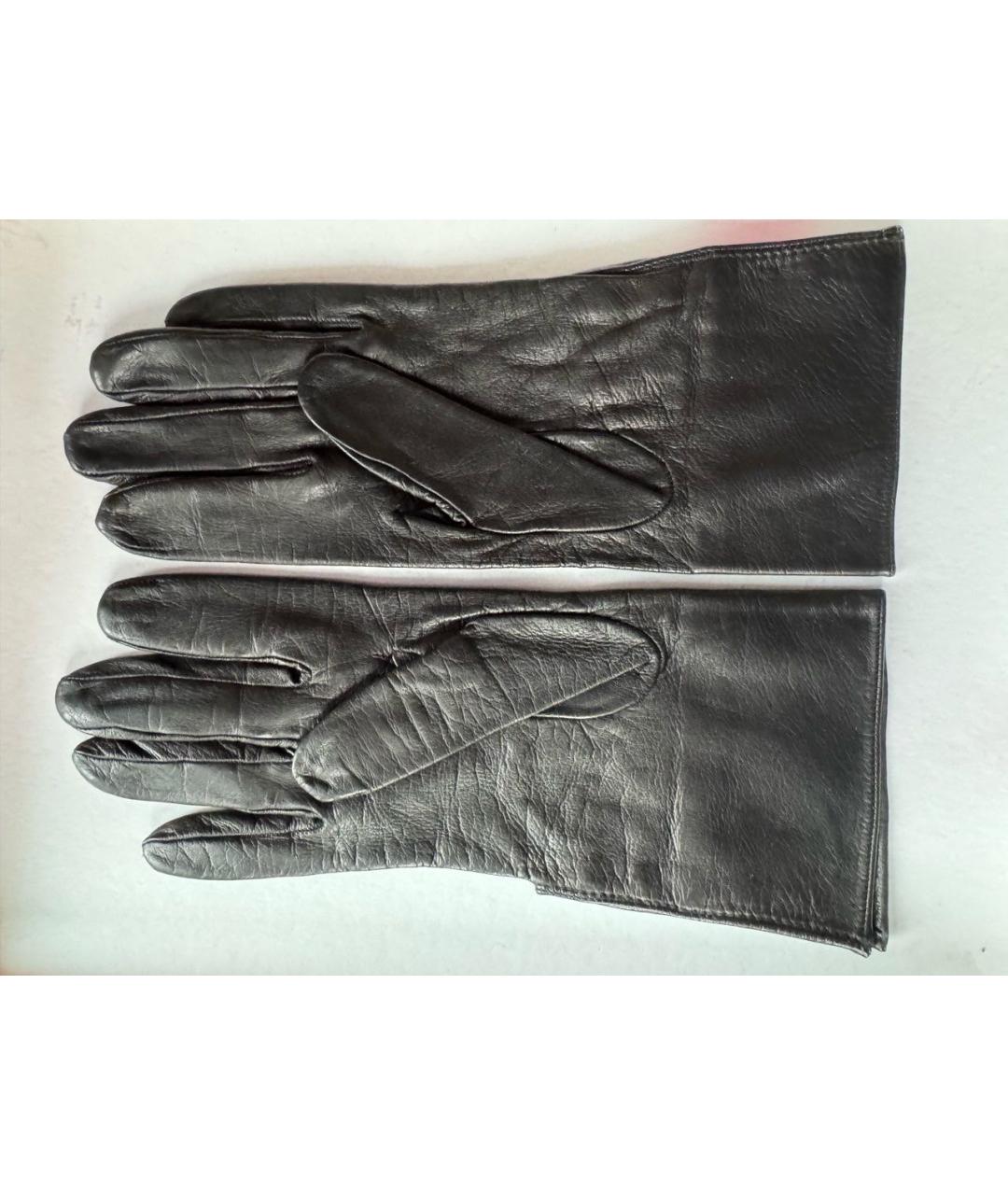 VERSACE Черные кожаные перчатки, фото 2