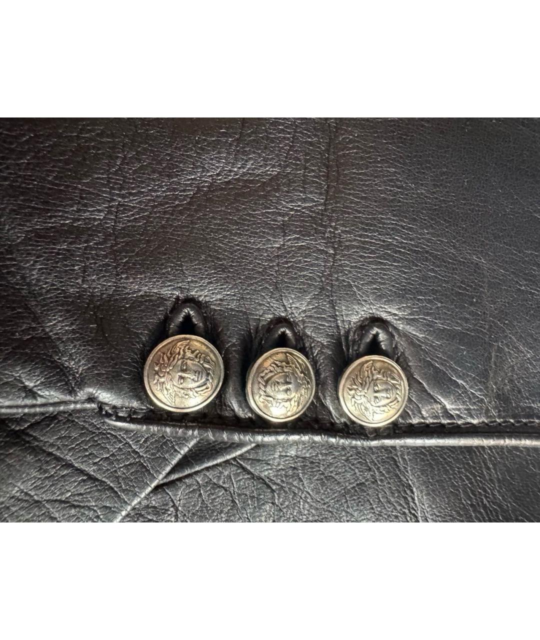 VERSACE Черные кожаные перчатки, фото 3