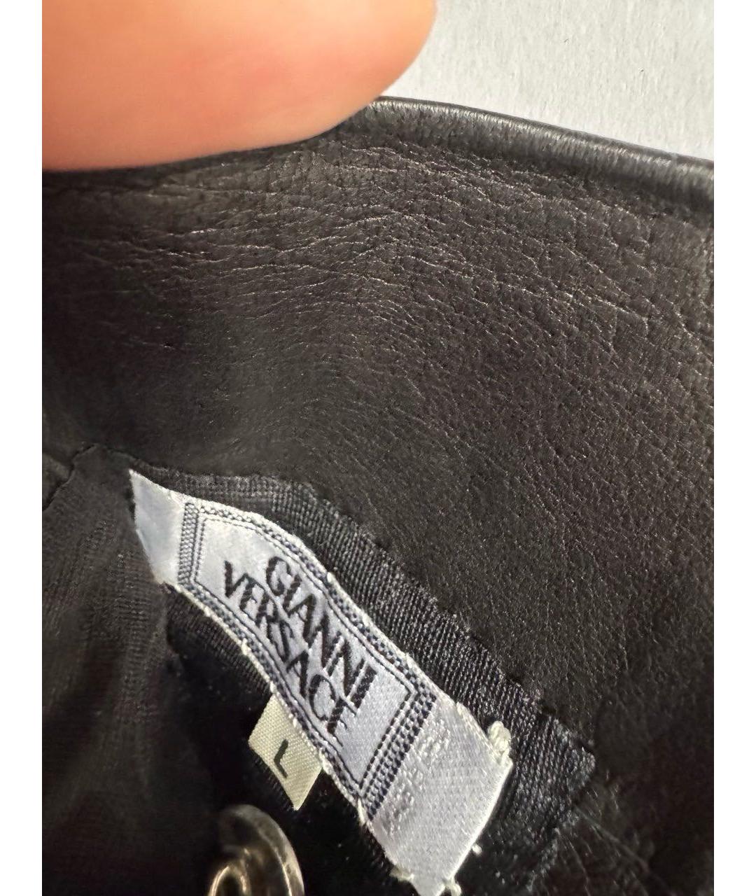 VERSACE Черные кожаные перчатки, фото 5