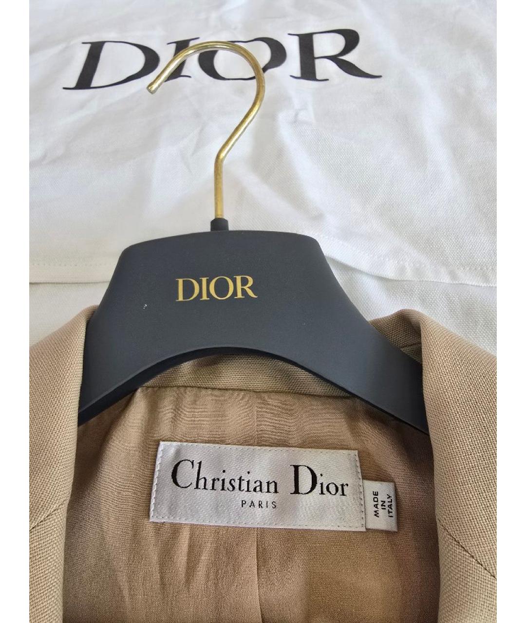 CHRISTIAN DIOR Бежевый хлопковый жакет/пиджак, фото 3