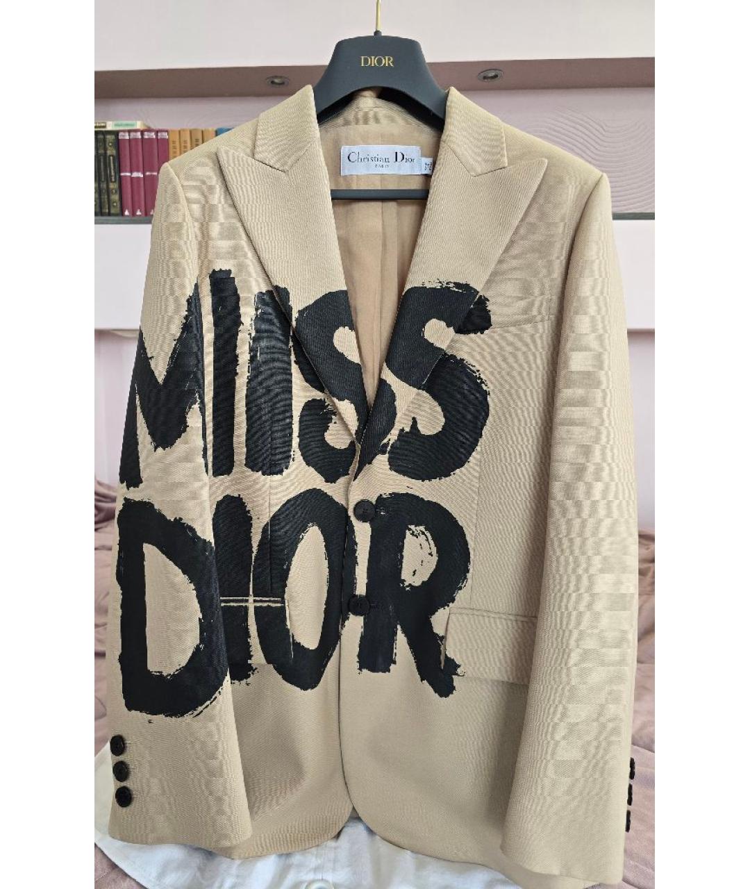 CHRISTIAN DIOR Бежевый хлопковый жакет/пиджак, фото 4