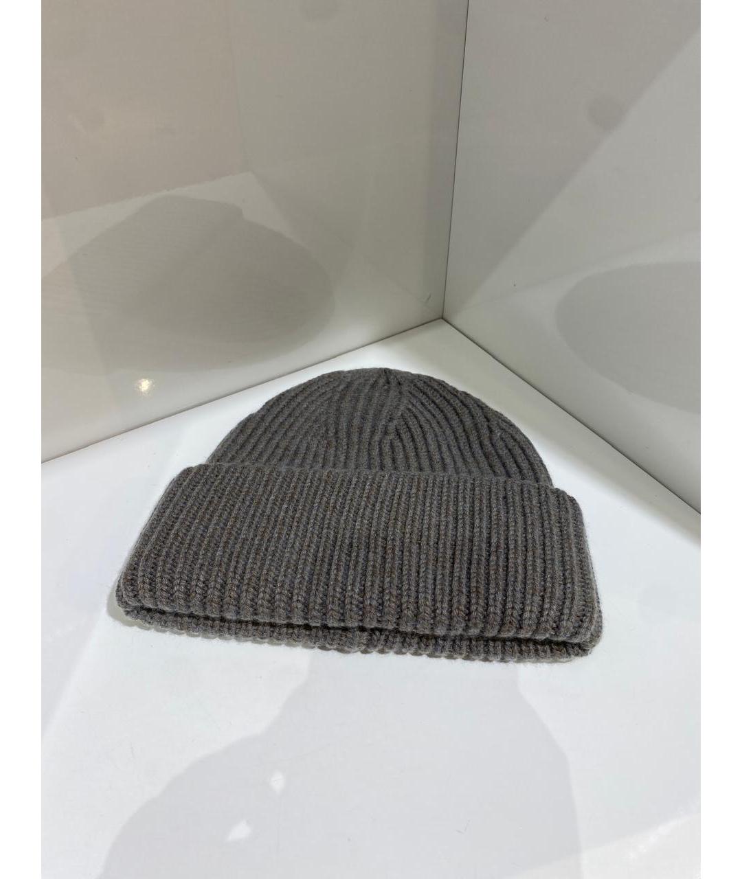 YVES SALOMON Серая шерстяная шапка, фото 2