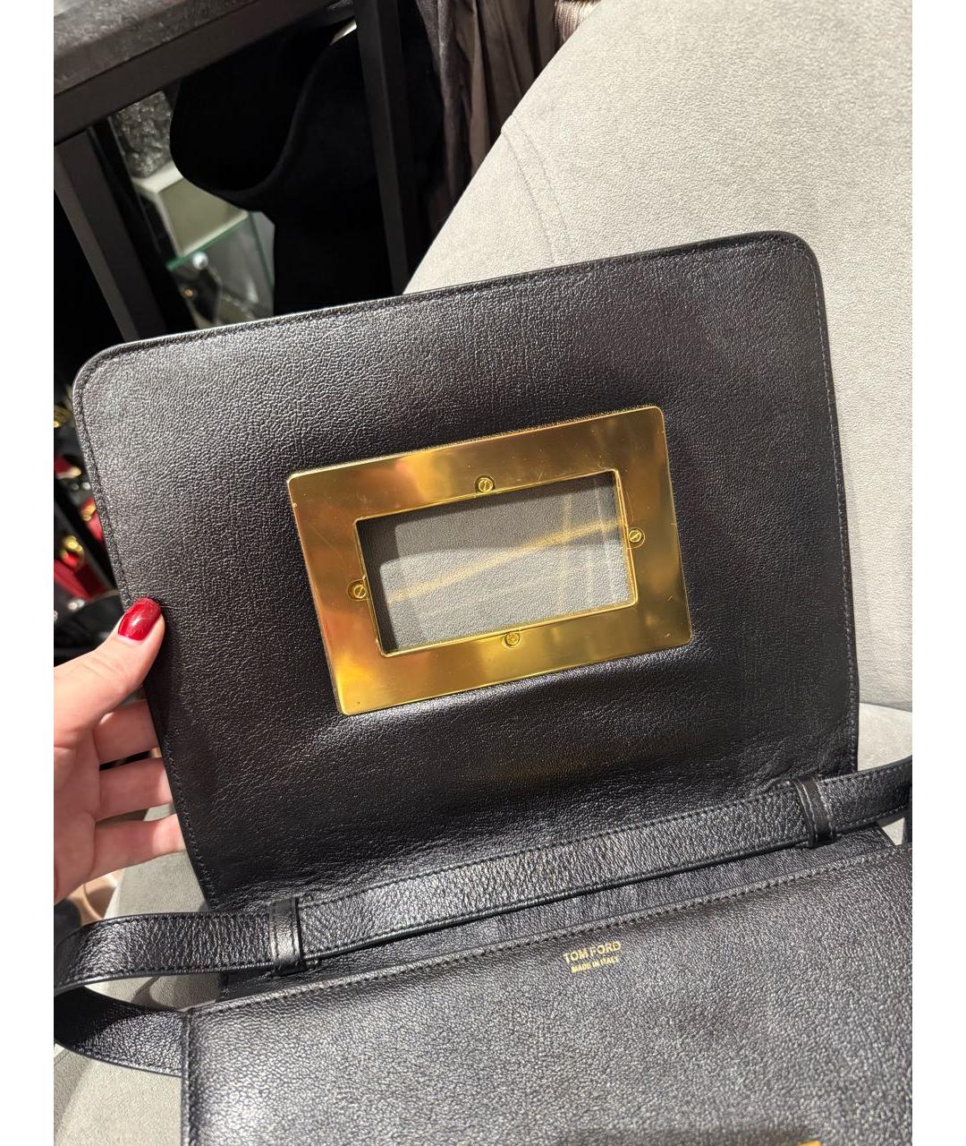 TOM FORD Черная кожаная сумка через плечо, фото 5