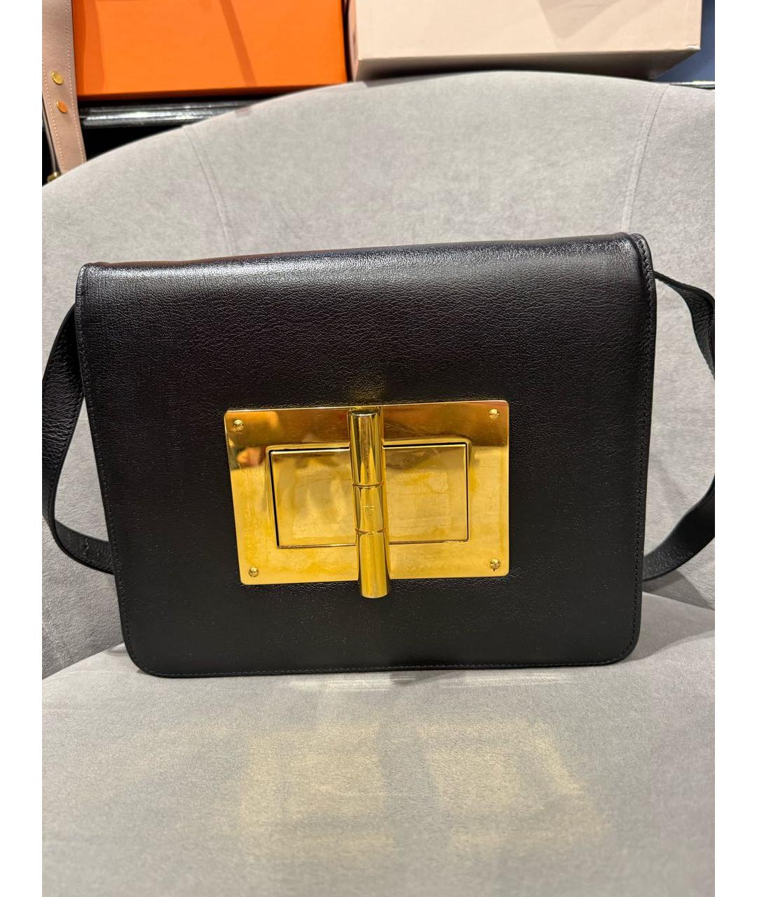 TOM FORD Черная кожаная сумка через плечо, фото 2