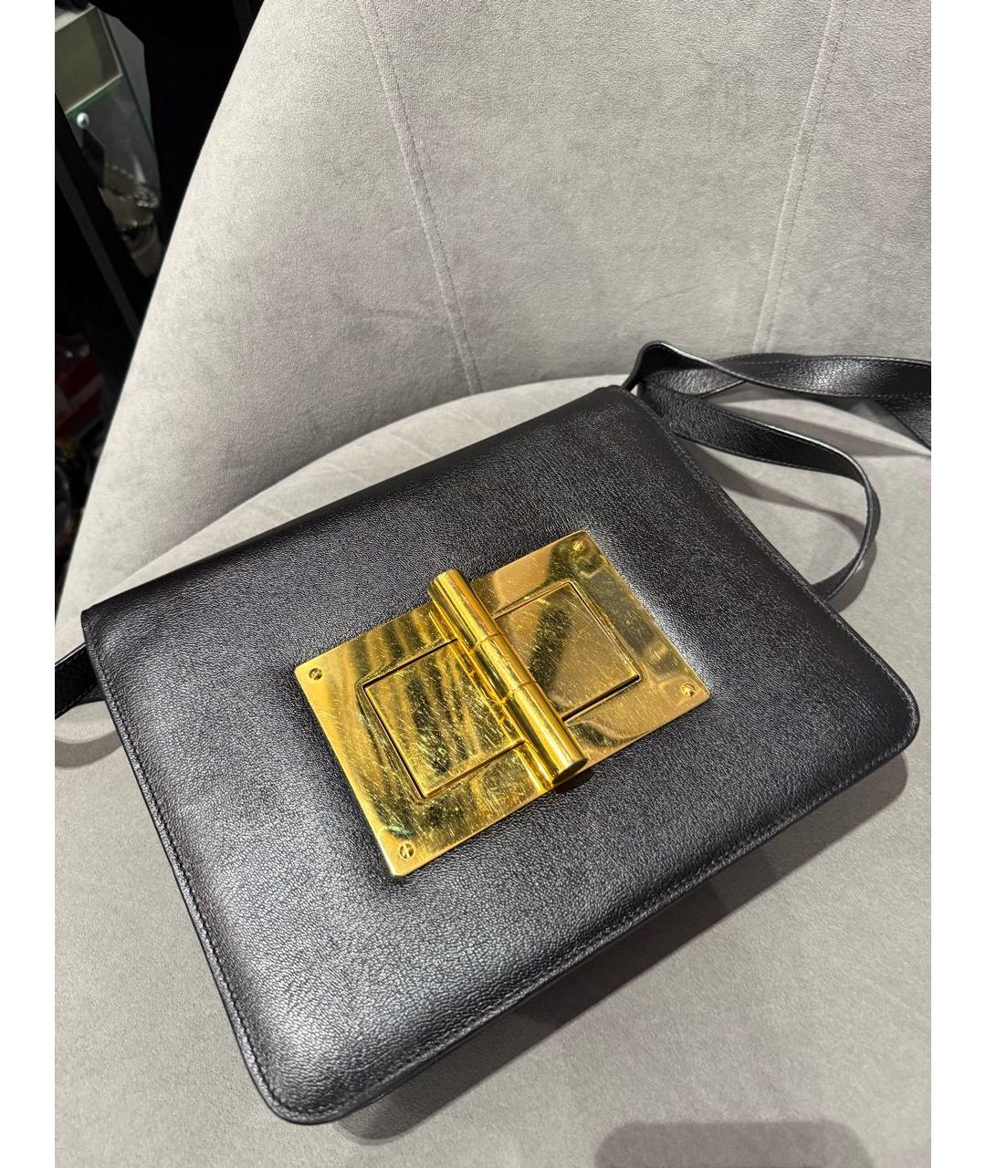 TOM FORD Черная кожаная сумка через плечо, фото 8