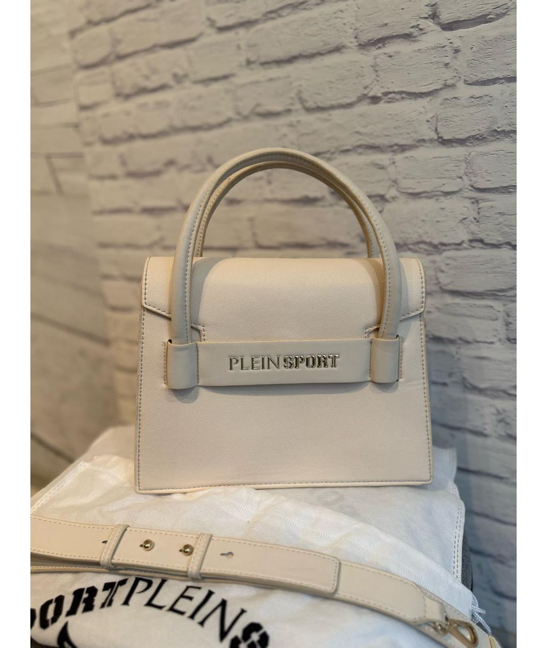 PLEIN SPORT Бежевая сумка с короткими ручками из искусственной кожи, фото 6