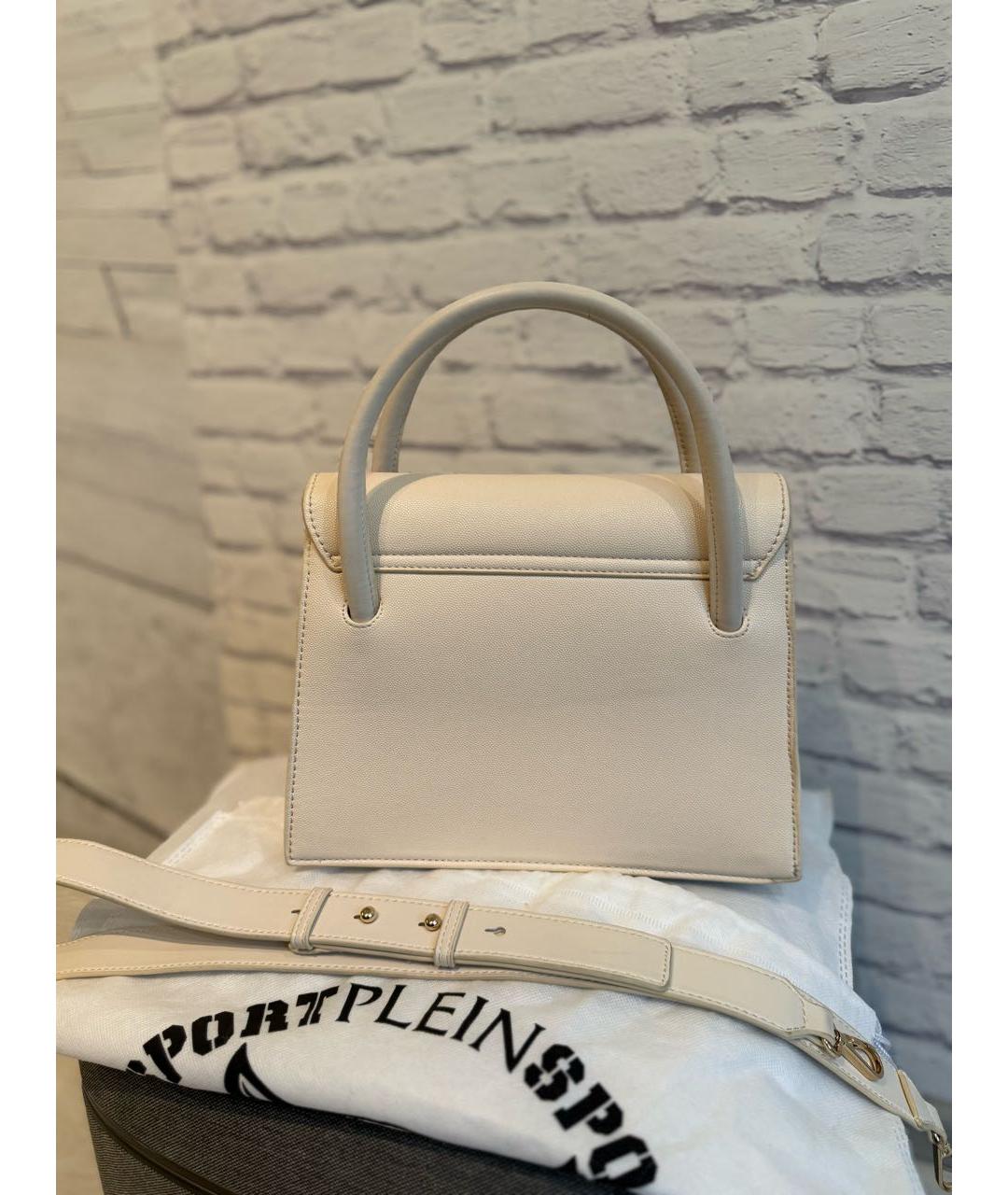 PLEIN SPORT Бежевая сумка с короткими ручками из искусственной кожи, фото 3
