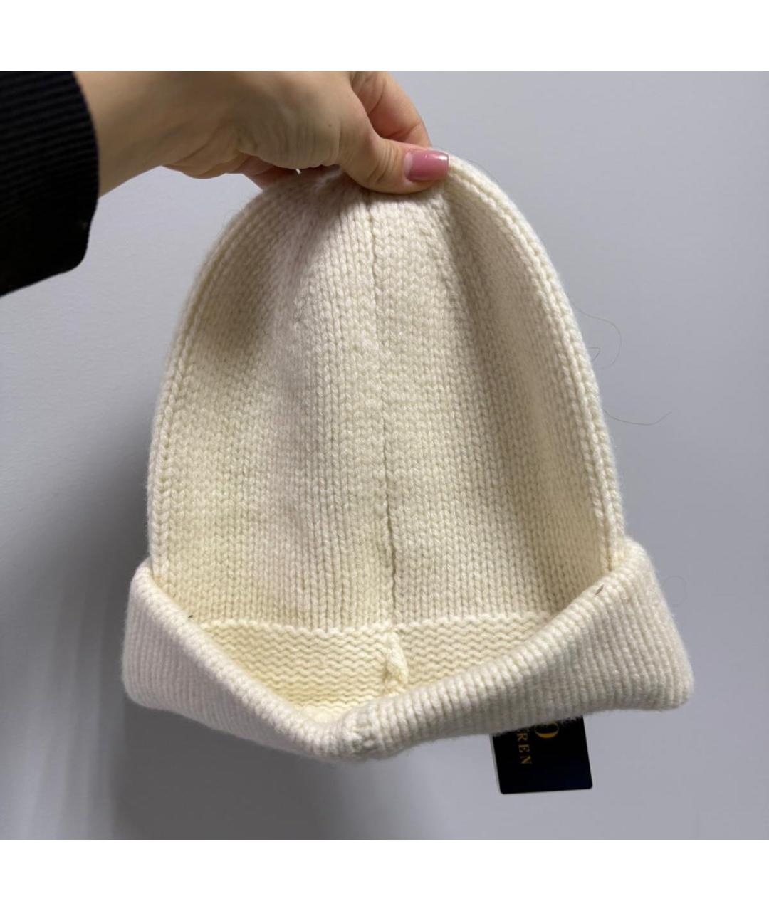 POLO RALPH LAUREN Белая шерстяная шапка, фото 2