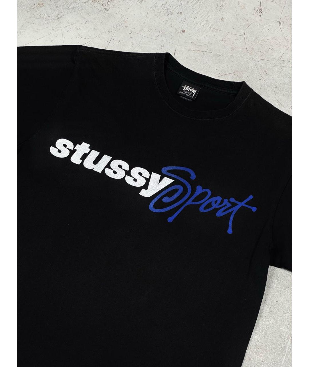 STUSSY Черная хлопковая футболка, фото 3